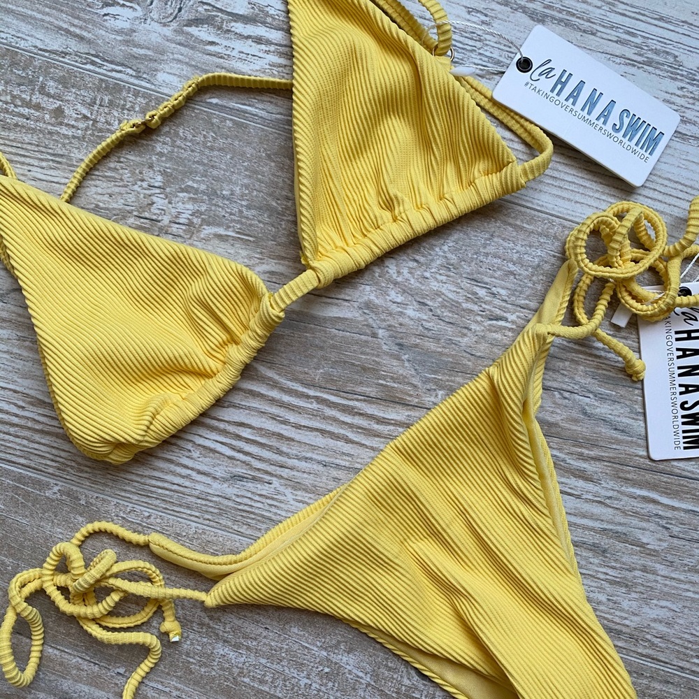Lahana Yellow Ribbed Bikini